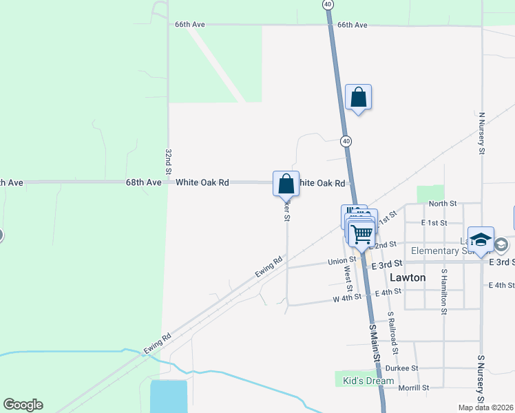 map of restaurants, bars, coffee shops, grocery stores, and more near 525 White Oak Road in Lawton