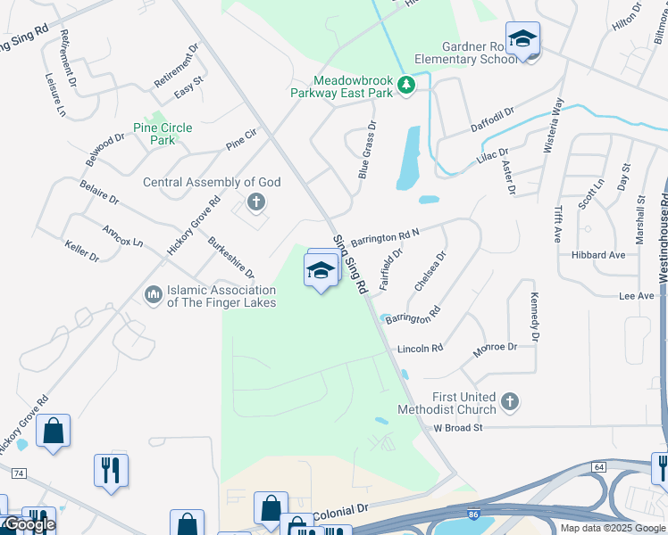 map of restaurants, bars, coffee shops, grocery stores, and more near 950 Sing Sing Road in Horseheads