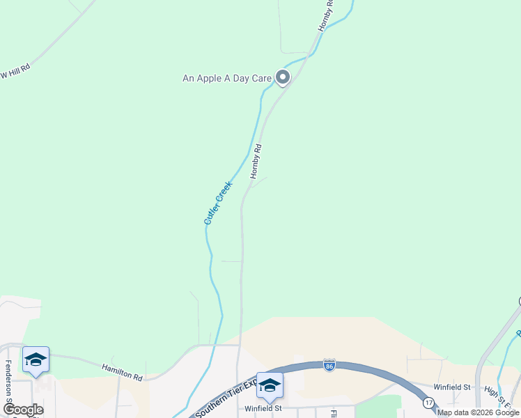 map of restaurants, bars, coffee shops, grocery stores, and more near 3464 Hornby Road in Corning