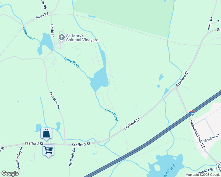 map of restaurants, bars, coffee shops, grocery stores, and more near 76 Nugget Drive in Charlton