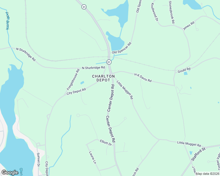 map of restaurants, bars, coffee shops, grocery stores, and more near 203 Center Depot Road in Charlton