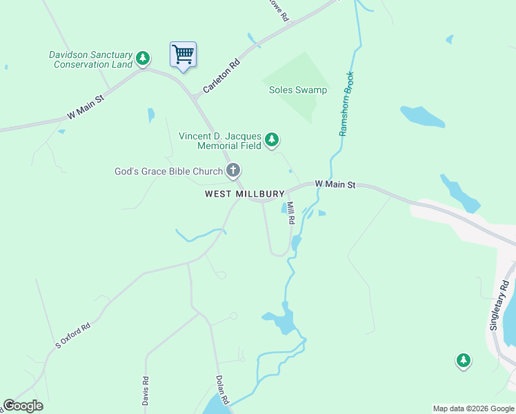map of restaurants, bars, coffee shops, grocery stores, and more near in Millbury