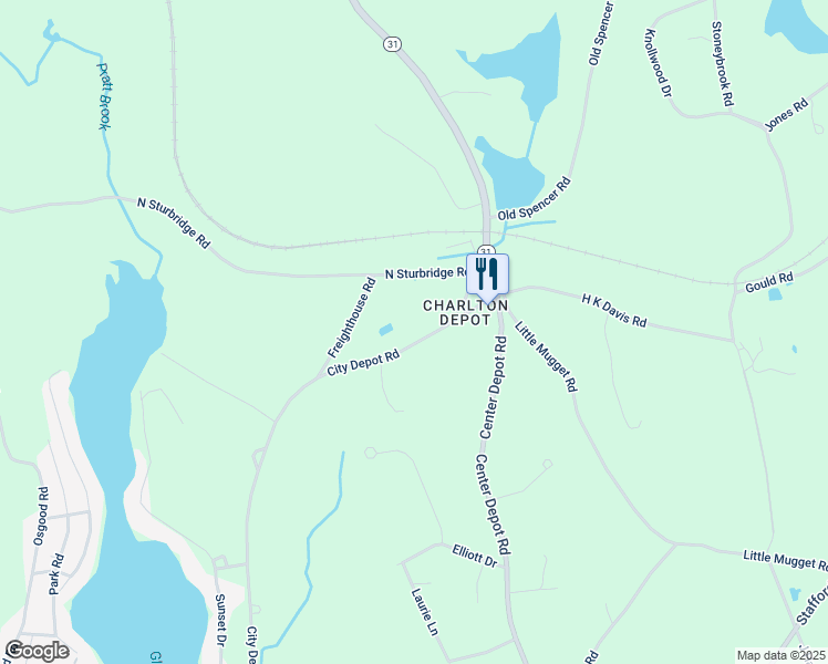 map of restaurants, bars, coffee shops, grocery stores, and more near 192 Massachusetts 31 in Charlton