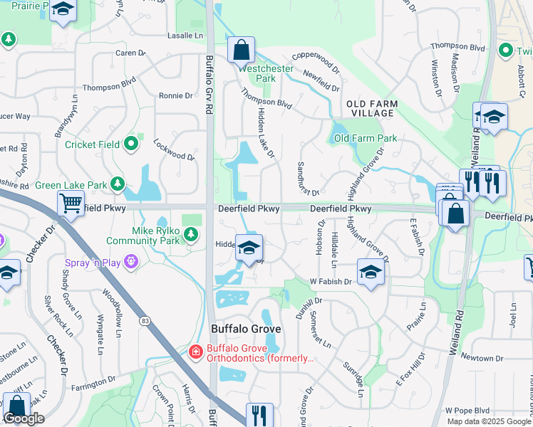 map of restaurants, bars, coffee shops, grocery stores, and more near 112 Morningside Lane West in Buffalo Grove