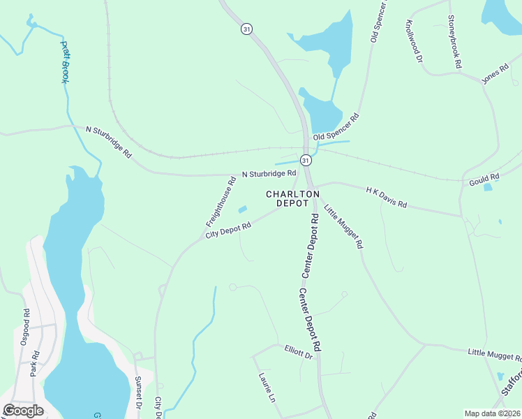 map of restaurants, bars, coffee shops, grocery stores, and more near 191 City Depot Road in Charlton