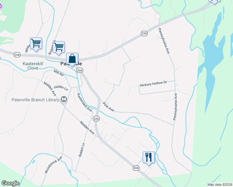 map of restaurants, bars, coffee shops, grocery stores, and more near 24 Cemetary Rd in Palenville
