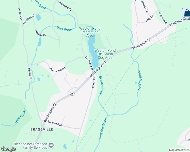 map of restaurants, bars, coffee shops, grocery stores, and more near 2111 Washington Street in Holliston