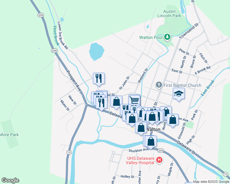 map of restaurants, bars, coffee shops, grocery stores, and more near 9 St John St in Walton