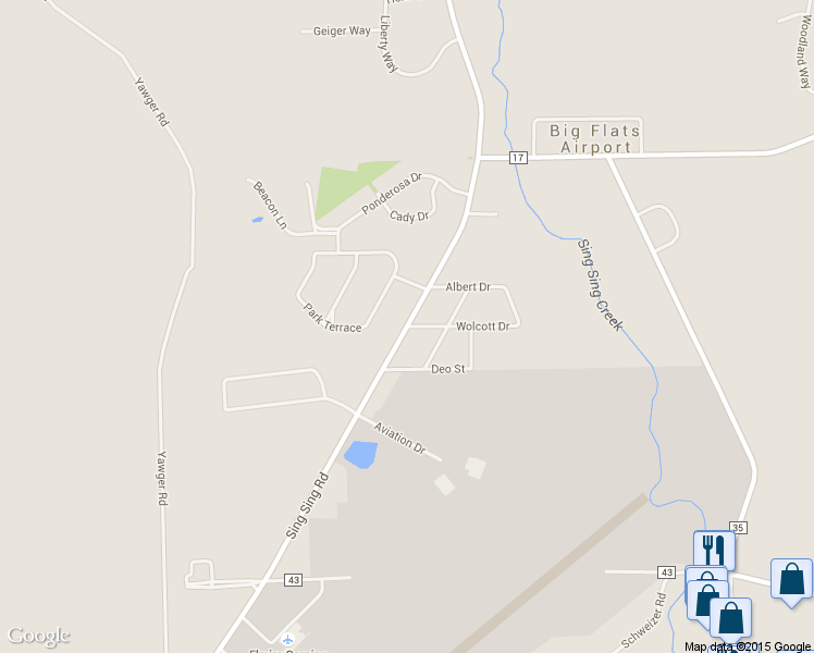 map of restaurants, bars, coffee shops, grocery stores, and more near Sing Sing Road in Horseheads