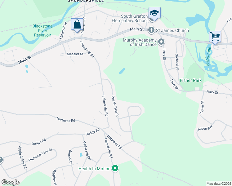 map of restaurants, bars, coffee shops, grocery stores, and more near 40 Peach Tree Drive in Sutton