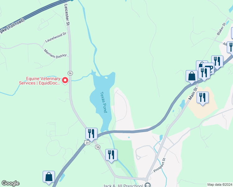 map of restaurants, bars, coffee shops, grocery stores, and more near 4 Thayer Pond Drive in Oxford