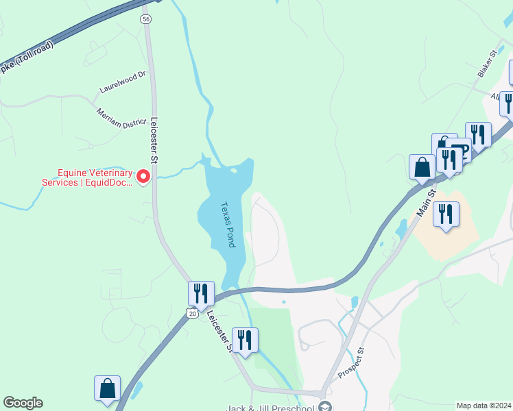 map of restaurants, bars, coffee shops, grocery stores, and more near 2 Thayer Pond Drive in Oxford