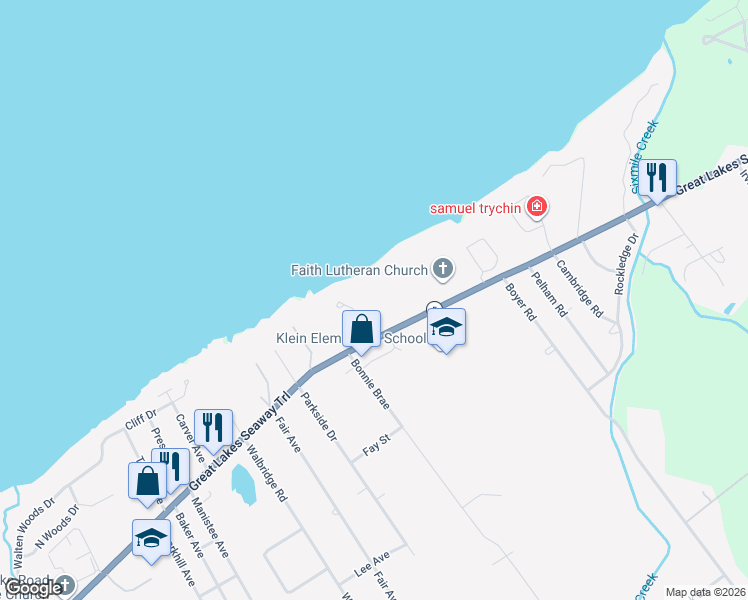 map of restaurants, bars, coffee shops, grocery stores, and more near 119 Fox Hollow Ln in Erie