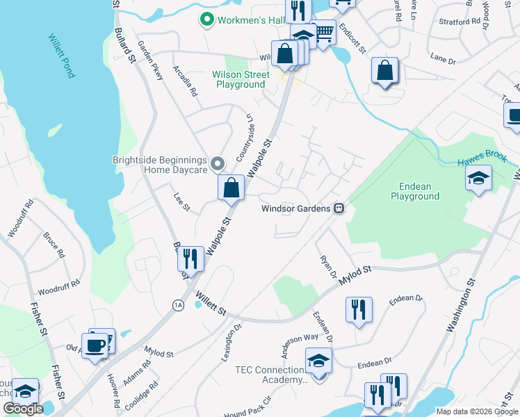 map of restaurants, bars, coffee shops, grocery stores, and more near 851 Coventry Lane in Norwood