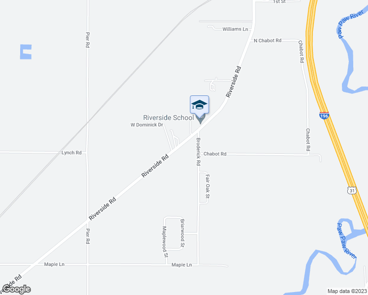 map of restaurants, bars, coffee shops, grocery stores, and more near 3367 Riverside Road in Benton Harbor