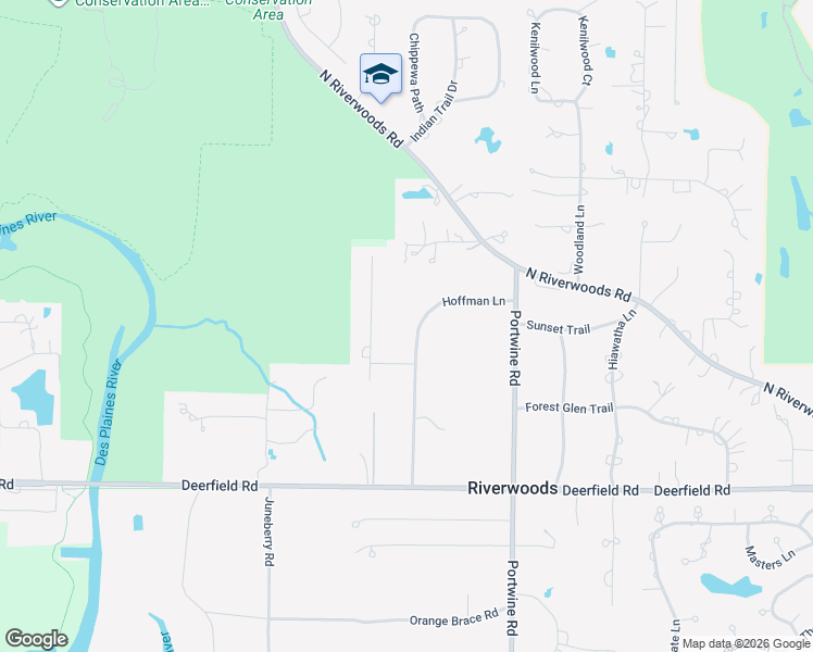 map of restaurants, bars, coffee shops, grocery stores, and more near 1040 Hoffman Lane in Riverwoods