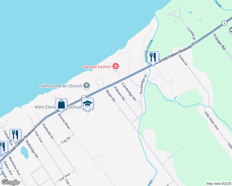 map of restaurants, bars, coffee shops, grocery stores, and more near 330 Pelham Rd in Erie