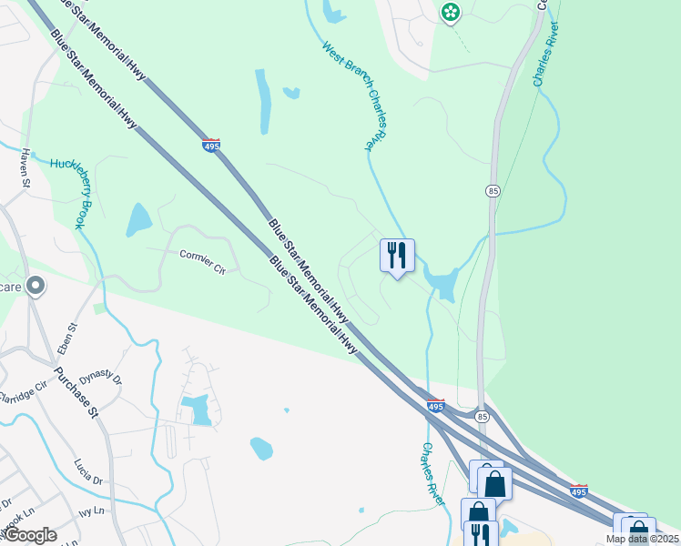 map of restaurants, bars, coffee shops, grocery stores, and more near 200 Deer Road in Milford