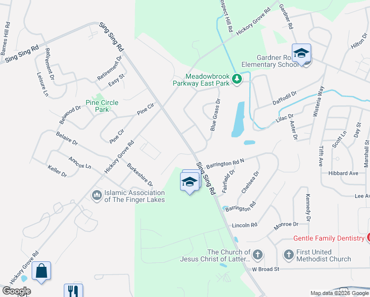 map of restaurants, bars, coffee shops, grocery stores, and more near 910 Sing Sing Road in Horseheads