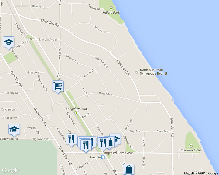 map of restaurants, bars, coffee shops, grocery stores, and more near 1103 Linden Avenue in Highland Park