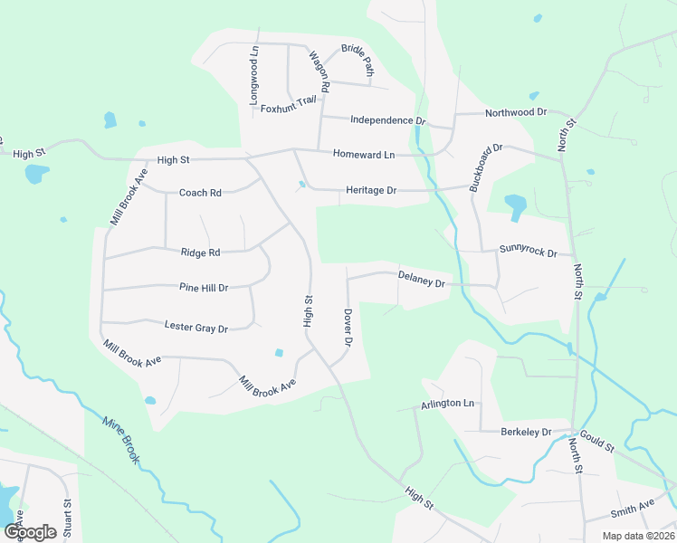 map of restaurants, bars, coffee shops, grocery stores, and more near 26 Dover Drive in Walpole