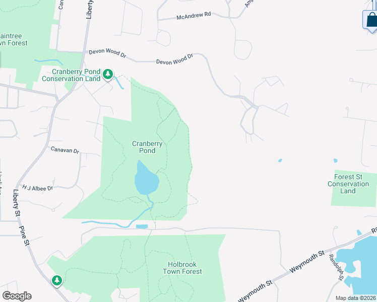 map of restaurants, bars, coffee shops, grocery stores, and more near Red Trail in Braintree