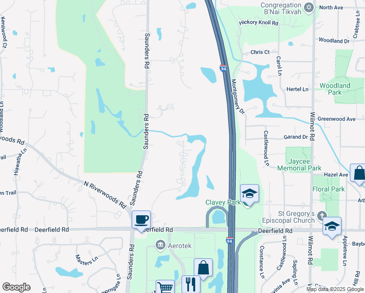 map of restaurants, bars, coffee shops, grocery stores, and more near in Deerfield