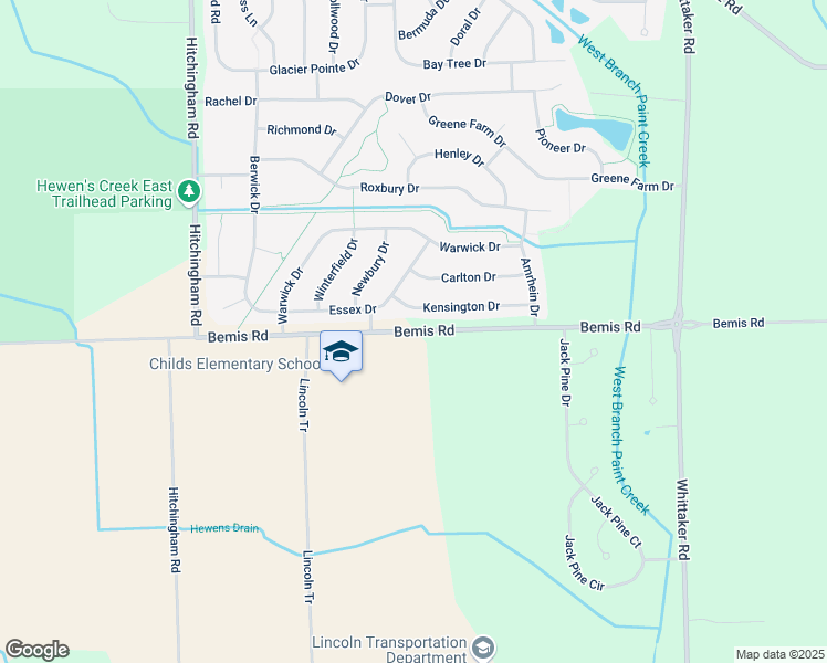 map of restaurants, bars, coffee shops, grocery stores, and more near 7300 Bemis Road in Ypsilanti