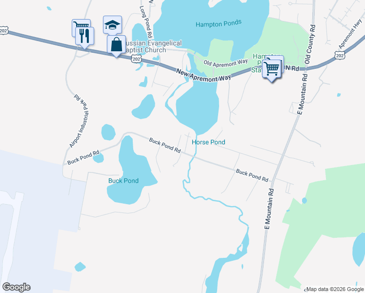 map of restaurants, bars, coffee shops, grocery stores, and more near 287 Buck Pond Road in Westfield