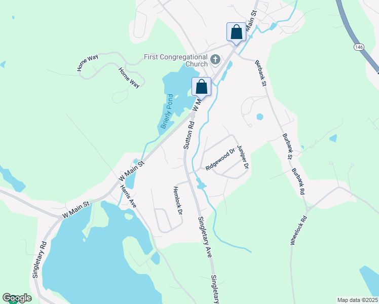 map of restaurants, bars, coffee shops, grocery stores, and more near 35 Sutton Road in Millbury