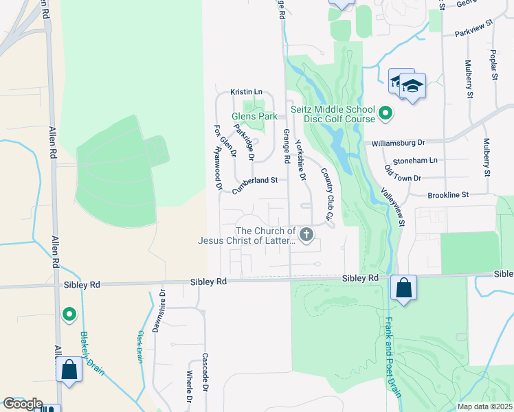 map of restaurants, bars, coffee shops, grocery stores, and more near 15722 Carroll Drive in Riverview