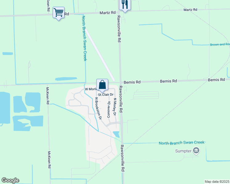 map of restaurants, bars, coffee shops, grocery stores, and more near 8027 North Morley Drive in Willis