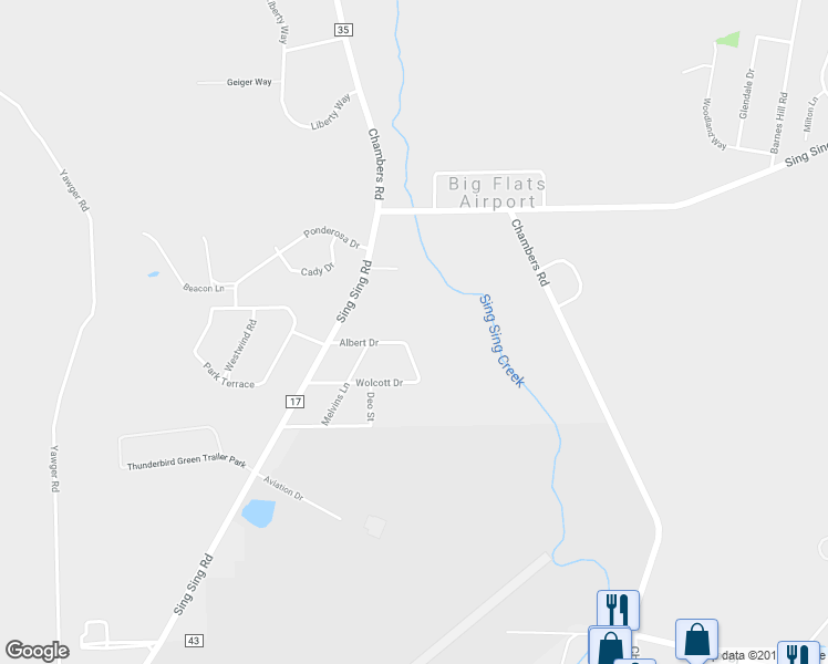 map of restaurants, bars, coffee shops, grocery stores, and more near 16 Alley Kahn Drive in Horseheads