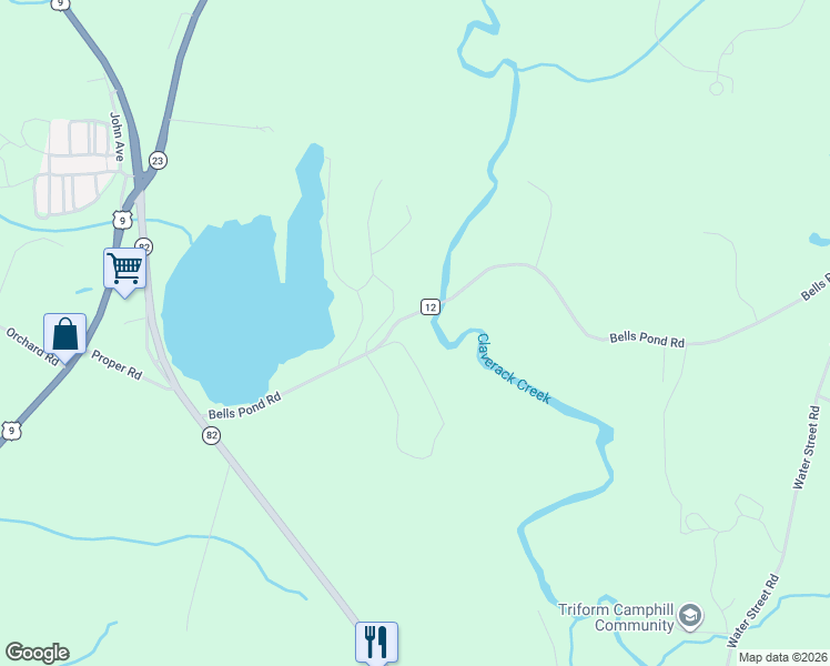 map of restaurants, bars, coffee shops, grocery stores, and more near 322-364 Bells Pond Road in Hudson