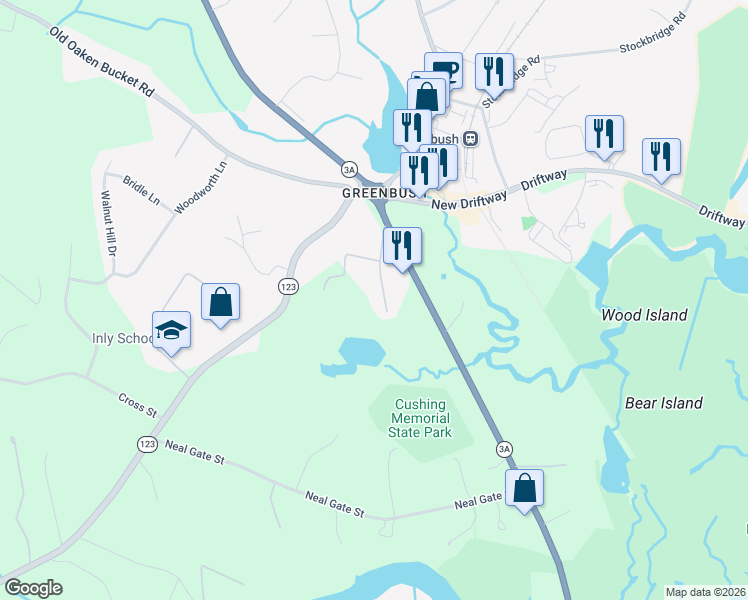 map of restaurants, bars, coffee shops, grocery stores, and more near 139 Cushing Road in Scituate