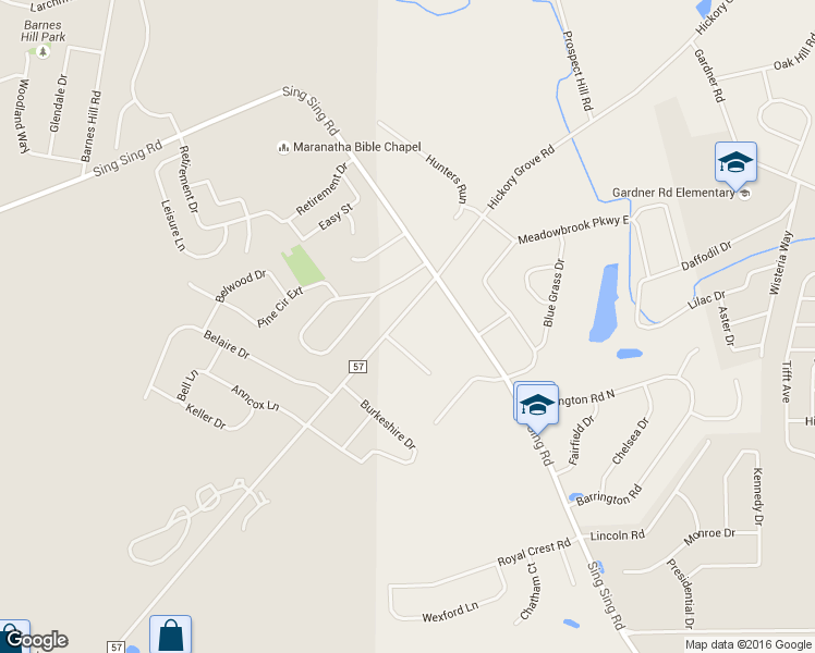 map of restaurants, bars, coffee shops, grocery stores, and more near 409 Hickory Grove Road in Horseheads