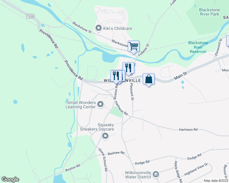 map of restaurants, bars, coffee shops, grocery stores, and more near 7 Boston Road in Sutton