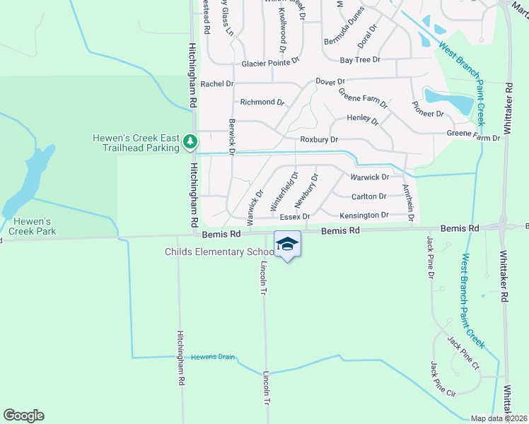 map of restaurants, bars, coffee shops, grocery stores, and more near 7109 Essex Drive in Ypsilanti