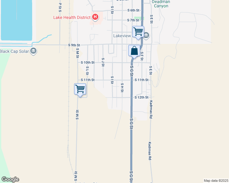 map of restaurants, bars, coffee shops, grocery stores, and more near 1127-1131 South I Street in Lakeview