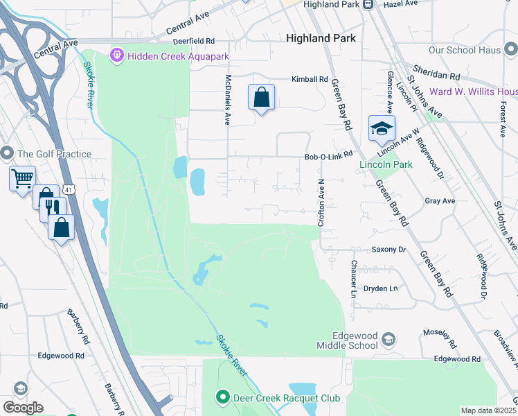 map of restaurants, bars, coffee shops, grocery stores, and more near 1030 Brittany Road in Highland Park