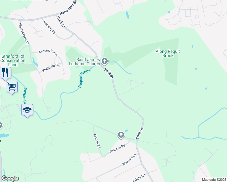 map of restaurants, bars, coffee shops, grocery stores, and more near 237 York Street in Canton