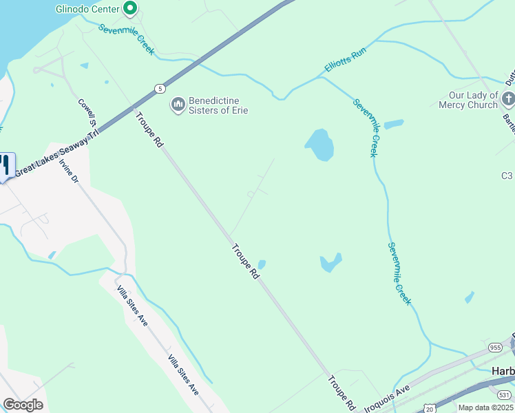 map of restaurants, bars, coffee shops, grocery stores, and more near 6111 Redwood Dr in Erie