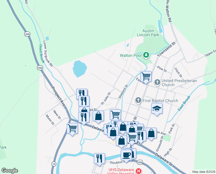 map of restaurants, bars, coffee shops, grocery stores, and more near 23 Burton St in Walton