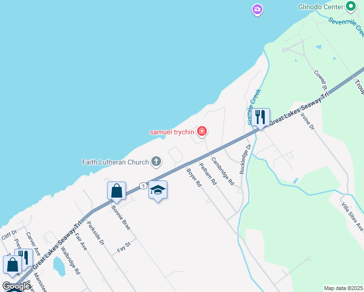 map of restaurants, bars, coffee shops, grocery stores, and more near Conrad House Road in Erie