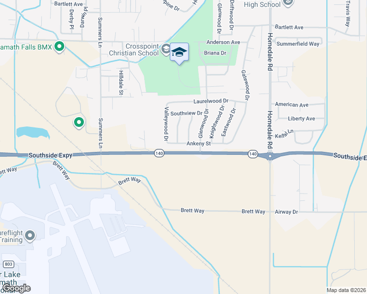 map of restaurants, bars, coffee shops, grocery stores, and more near 5034 Ankeny Street in Klamath Falls