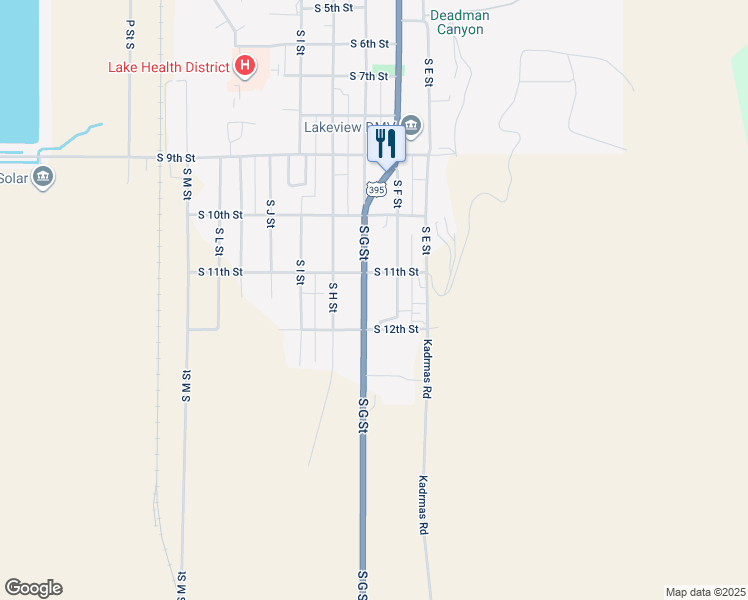 map of restaurants, bars, coffee shops, grocery stores, and more near 1160 South F Street in Lakeview
