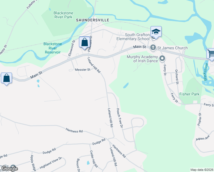 map of restaurants, bars, coffee shops, grocery stores, and more near 5 Leland Hill Road in Sutton