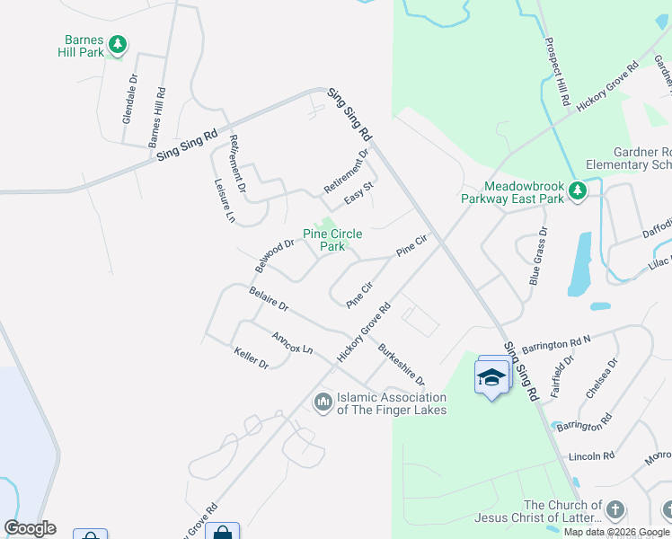 map of restaurants, bars, coffee shops, grocery stores, and more near 56 Pine Cir in Horseheads