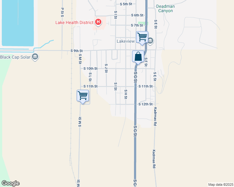 map of restaurants, bars, coffee shops, grocery stores, and more near 1127 South I Street in Lakeview