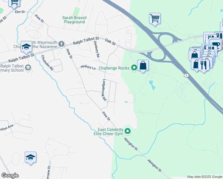 map of restaurants, bars, coffee shops, grocery stores, and more near 29 Edward Cody Lane in Weymouth